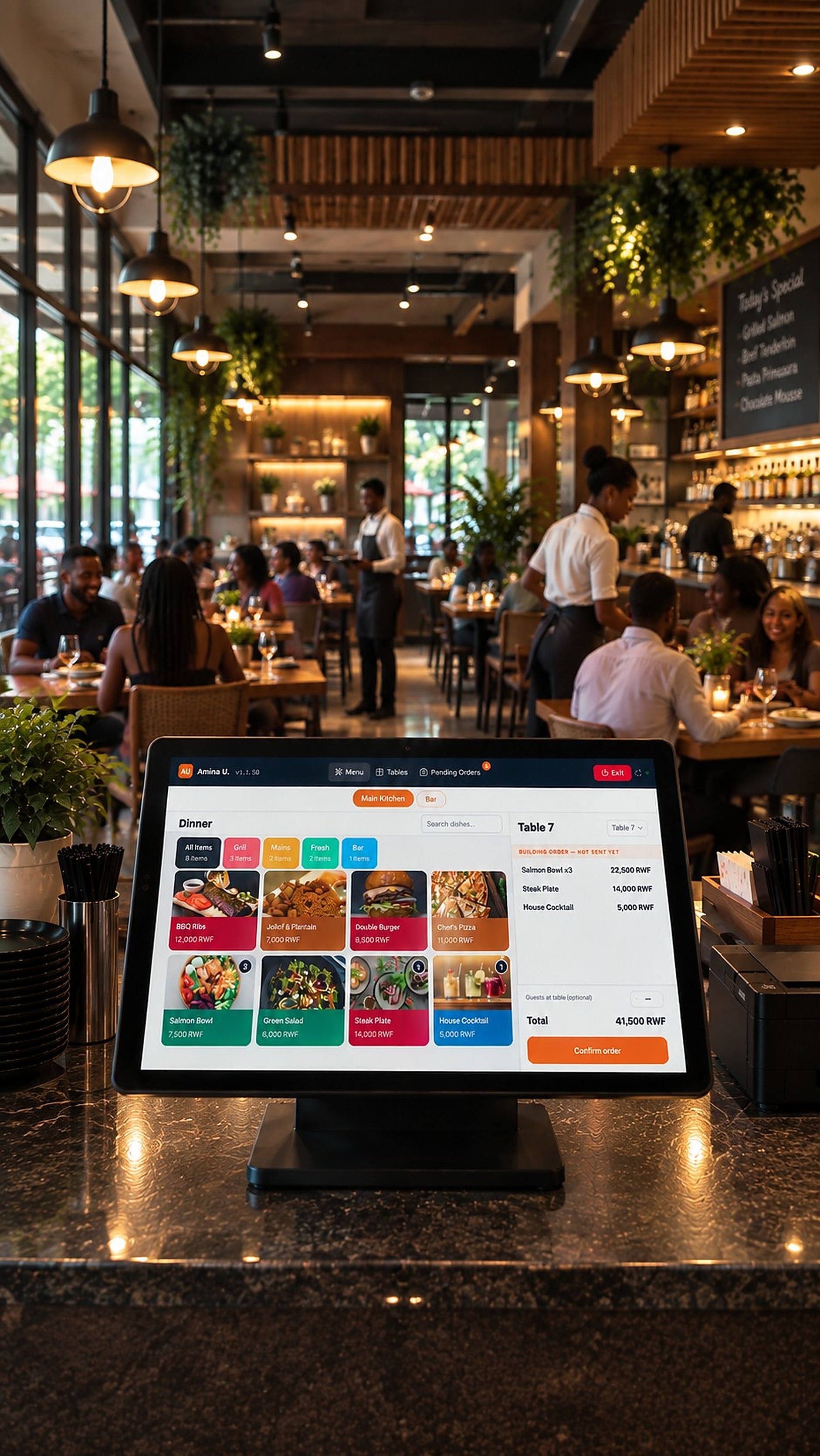 A Magnify till on a restaurant counter during service